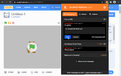 Scratch Addons screenshot