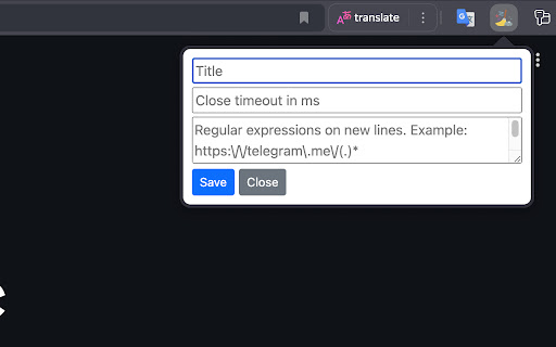 Tabs auto close screenshot