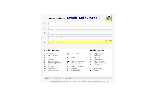 Mouseless Stack-Calculator Ext screenshot