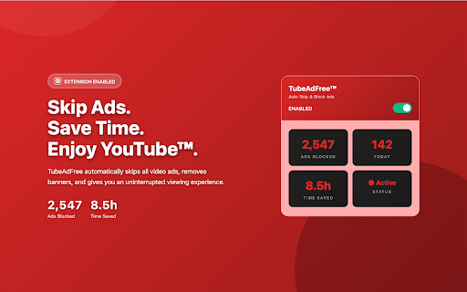 TubeAdFree: Auto Skip & Block Ads for YouTube screenshot