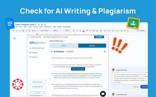 VibeGrade: AI Teaching, Grading Assistant in Google Docs, Canvas, and more screenshot