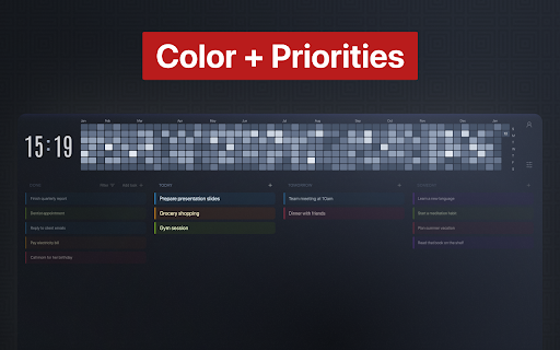 Taskvox: New Tab Task Tracker with Heatmap screenshot
