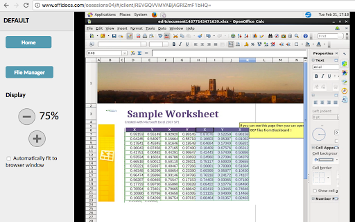 OpenOffice Calc online for xls spreadsheets screenshot