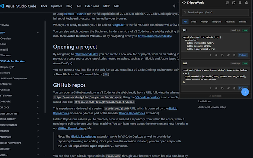 Code Snippet Saver - SnippetVault screenshot