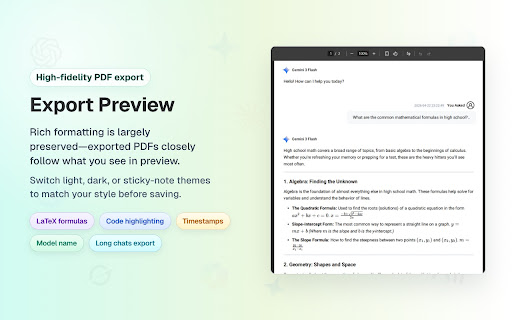AI Exporter: Save ChatGPT, Gemini to PDF, Word, Markdown and Notion screenshot