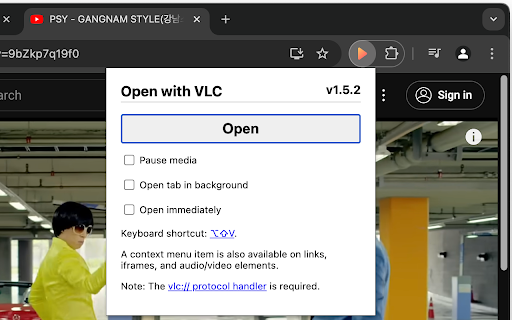Open with VLC screenshot