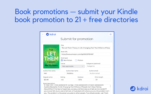 KDROI – Book Marketing Tools for Authors screenshot