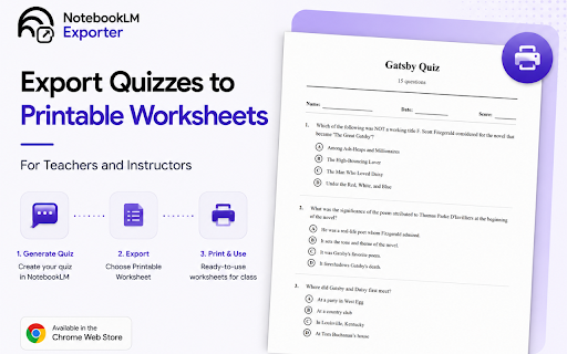 NotebookLM to PDF, Quiz and Flashcard Exporter screenshot
