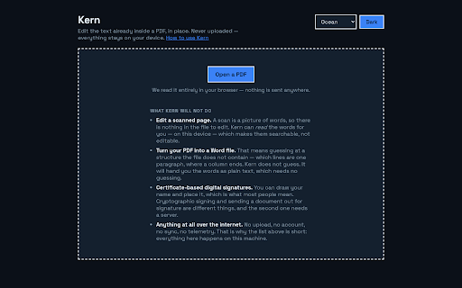 Edit & Redact PDF Text in Place | Kern screenshot