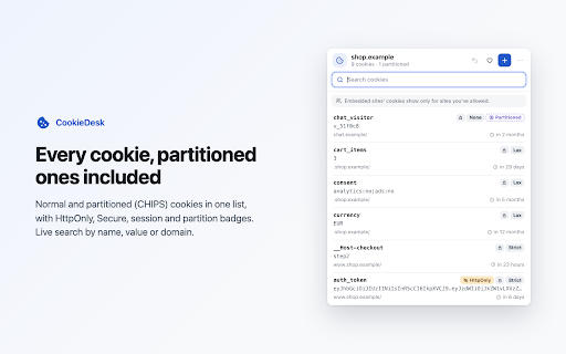 Cookie Editor — View, Edit & Delete Cookies | CookieDesk screenshot