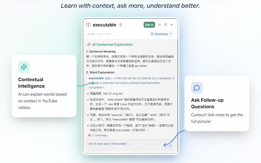 Deep Acquire Language - Bilingual Subtitles, AI Video Content Explanations screenshot