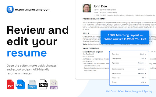 ExportMyResume — LinkedIn Profile to PDF screenshot
