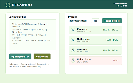 BP GeoPrices screenshot