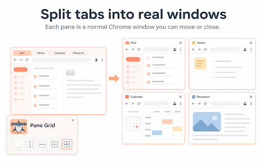 Split Screen, Tile Tabs, Tab Resize, Snap Windows, Save Restore Layouts 2x2 screenshot