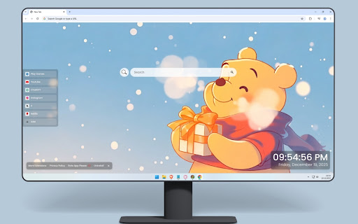 Winnie the Pooh Gift Snowfall Live Wallpaper screenshot