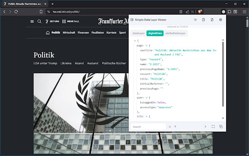 Simple Data Layer Viewer screenshot