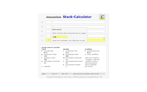 Mouseless Stack-Calculator Ext screenshot