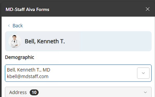 MD-Staff Aiva Forms screenshot