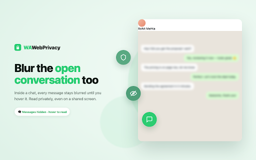 WA Web Privacy - Blur Names, Photos & Chats screenshot