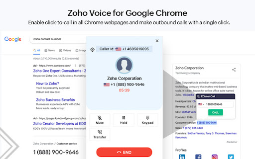 ZDialer - Zoho Voice Extension screenshot