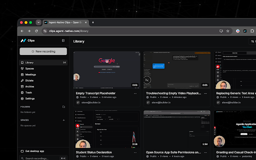 Agent-Native Clips screenshot