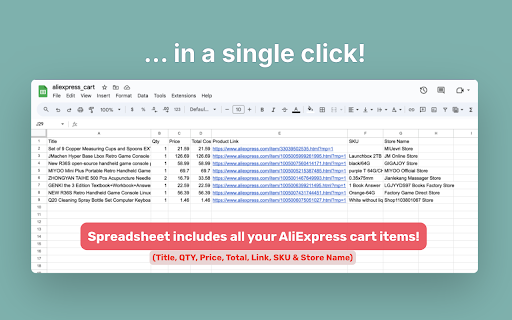 Ali Cart Export: Export your AliExpress cart to CSV screenshot