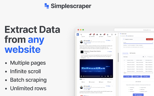 Simplescraper — a fast and free web scraper screenshot