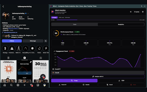 IShort - Instagram Downloader, Reel Transcript & Data Analytics screenshot