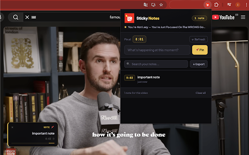YouTube Sticky Notes screenshot
