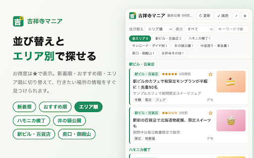 吉祥寺マニア - お得情報バッチ通知 screenshot