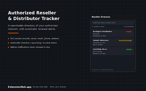 Authorized Reseller & Distributor Tracker screenshot