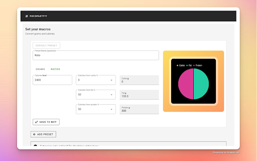 Macro Settings by FOODFASTFIT screenshot