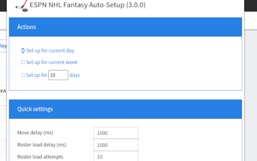 ESPN NHL Fantasy Team Auto Setup screenshot