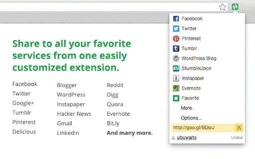 Shareaholic for Google Chrome™ screenshot