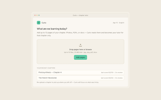 Curio: AI Tutor & Homework Helper screenshot