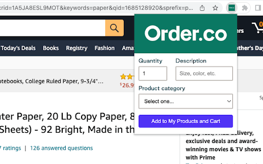Order in Chrome screenshot