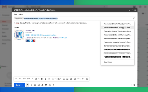 Formatted Email Subject Lines by cloudHQ screenshot