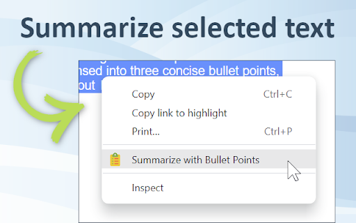 Bullet Points: summarize Web pages with GPT-3 screenshot