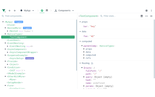 Vue.js devtools screenshot