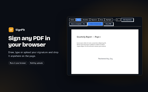 Sign & Fill PDF — No Upload, Free | SignFit screenshot
