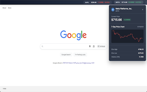 Realitime US & Indian Stock Prices Toolbar screenshot