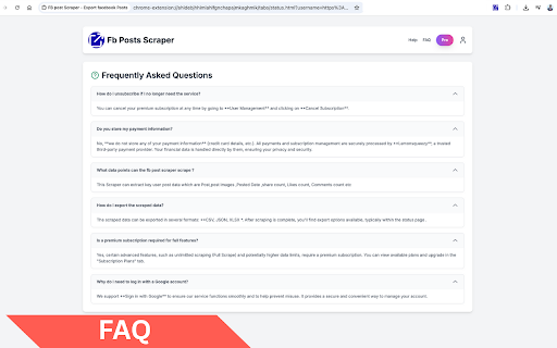 Posts Scraper - Export posts from pages , groups and accounts screenshot