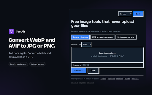 Image Converter & EXIF Remover | ToolFit screenshot