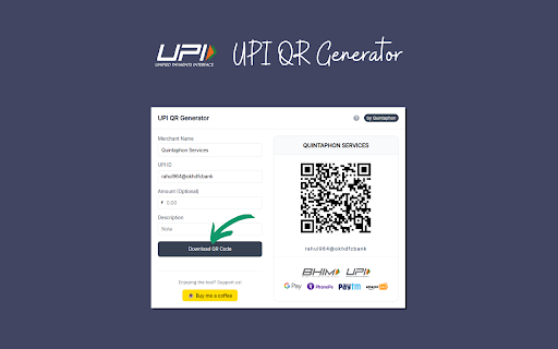 UPI QR Code Generator screenshot