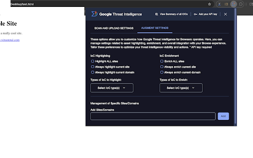 VT4Browsers + Google TI screenshot