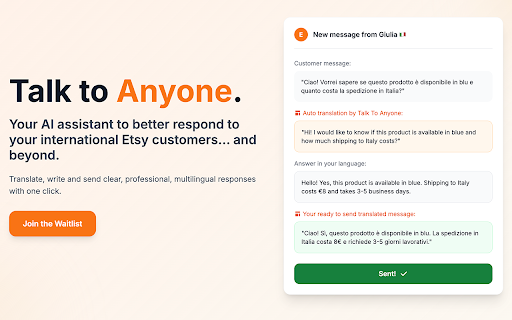 Talk to Anyone: AI Assistant for Etsy screenshot