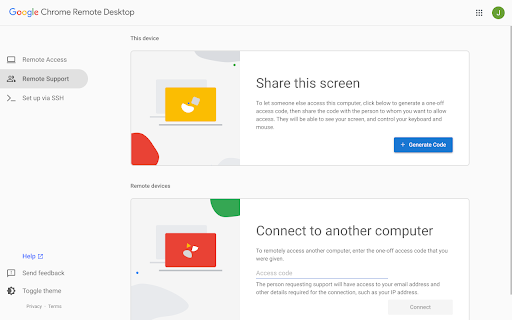 Chrome Remote Desktop screenshot