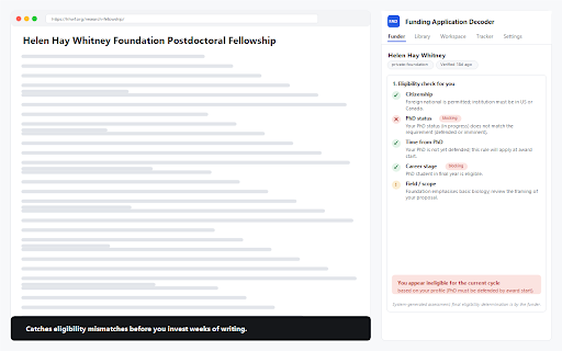 Funding Application Decoder screenshot