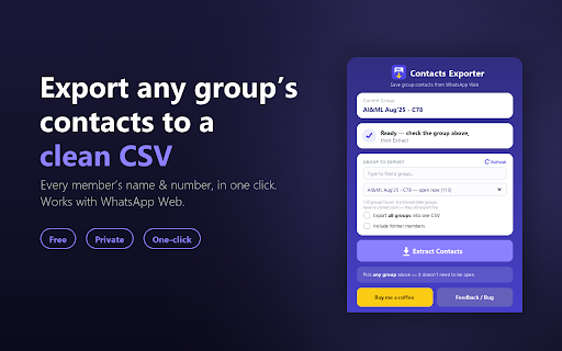 Group Contacts Exporter — Members to Excel/CSV screenshot