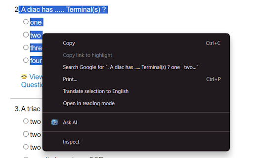 MCQ helper screenshot